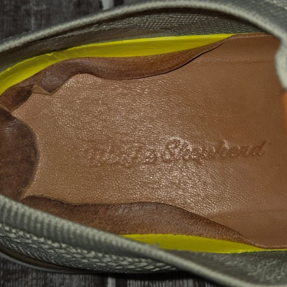 Sz 13 Mens Wolf & Shepherd SwiftKnit Derby Sand Knit Leather Casual Shoes VGUC